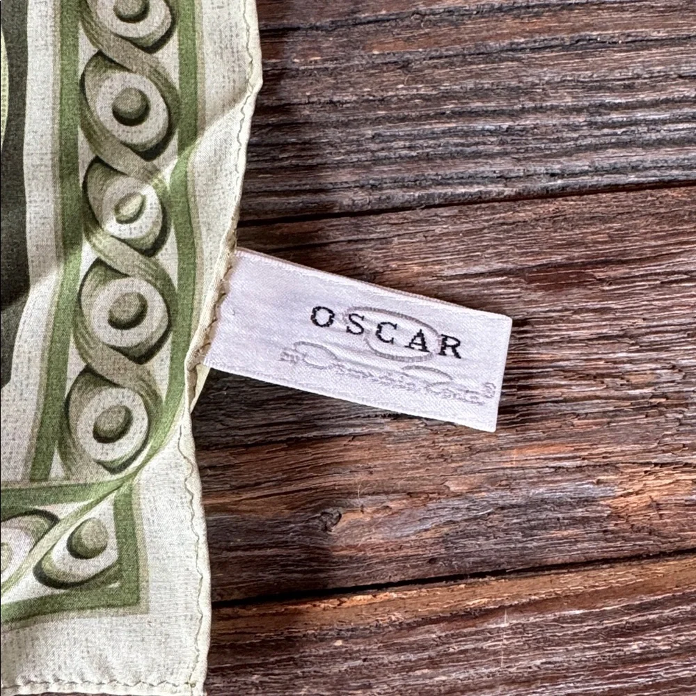 Oscar‎ Del a Renta silk geometric green silk floral scarf